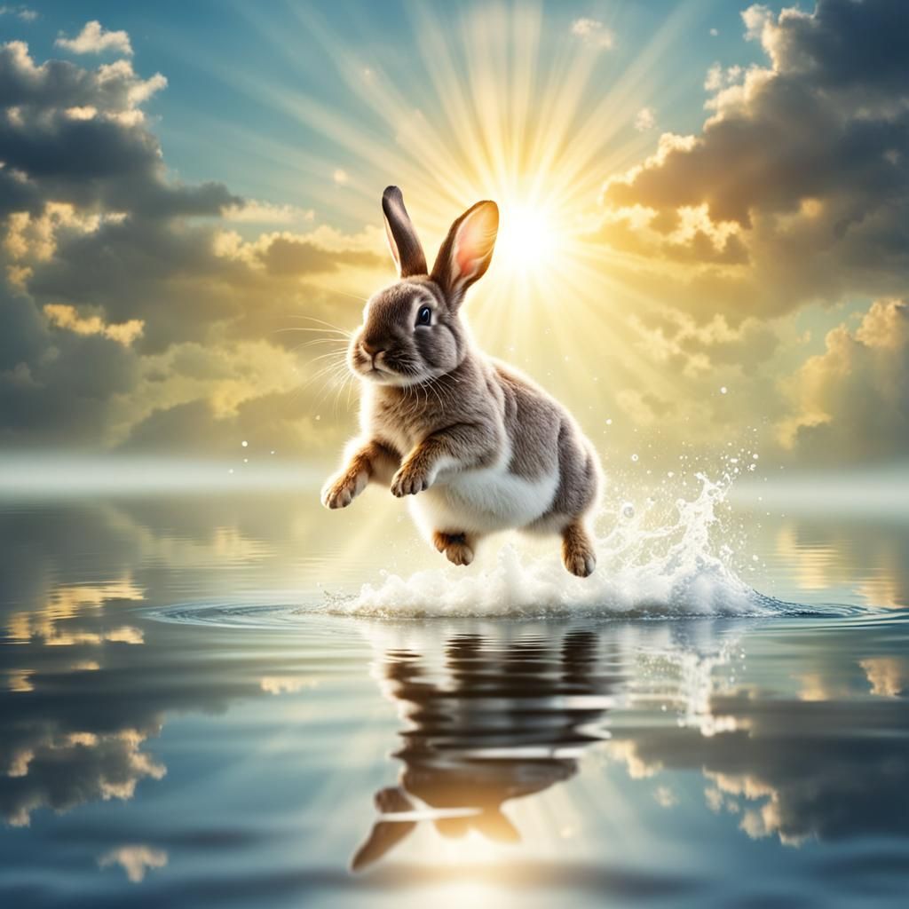 Bunny's Divine Leap on Water