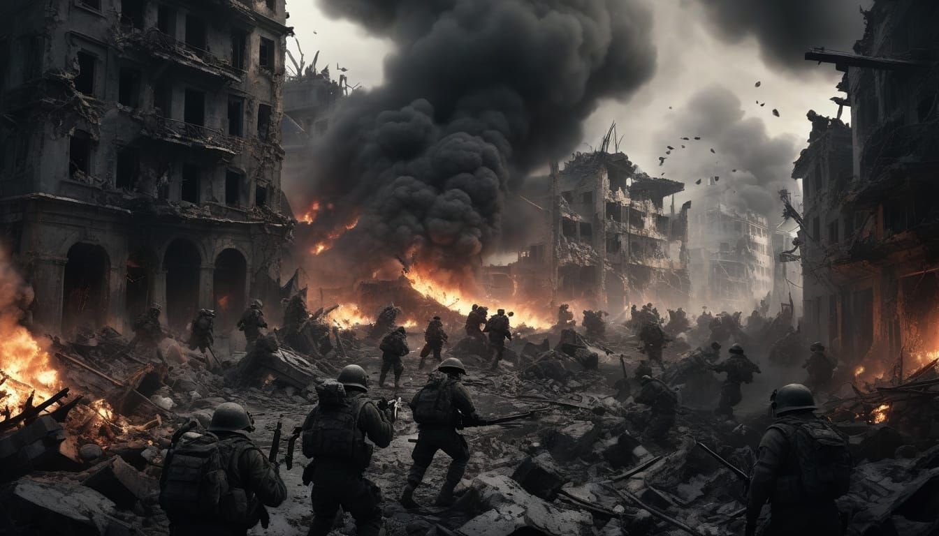 Apocalyptic Concept Art: Soldiers in Ruined City