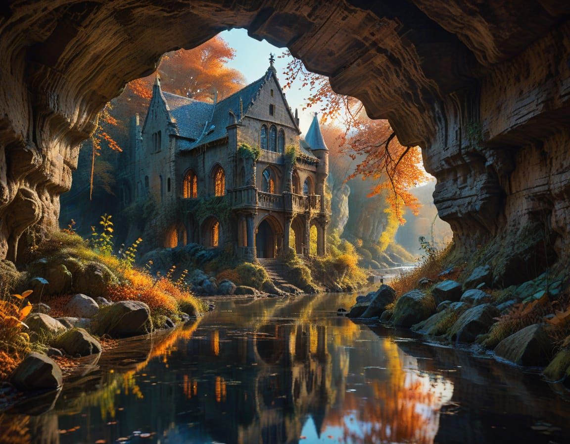 Medieval English Castle Ruins in Autumn