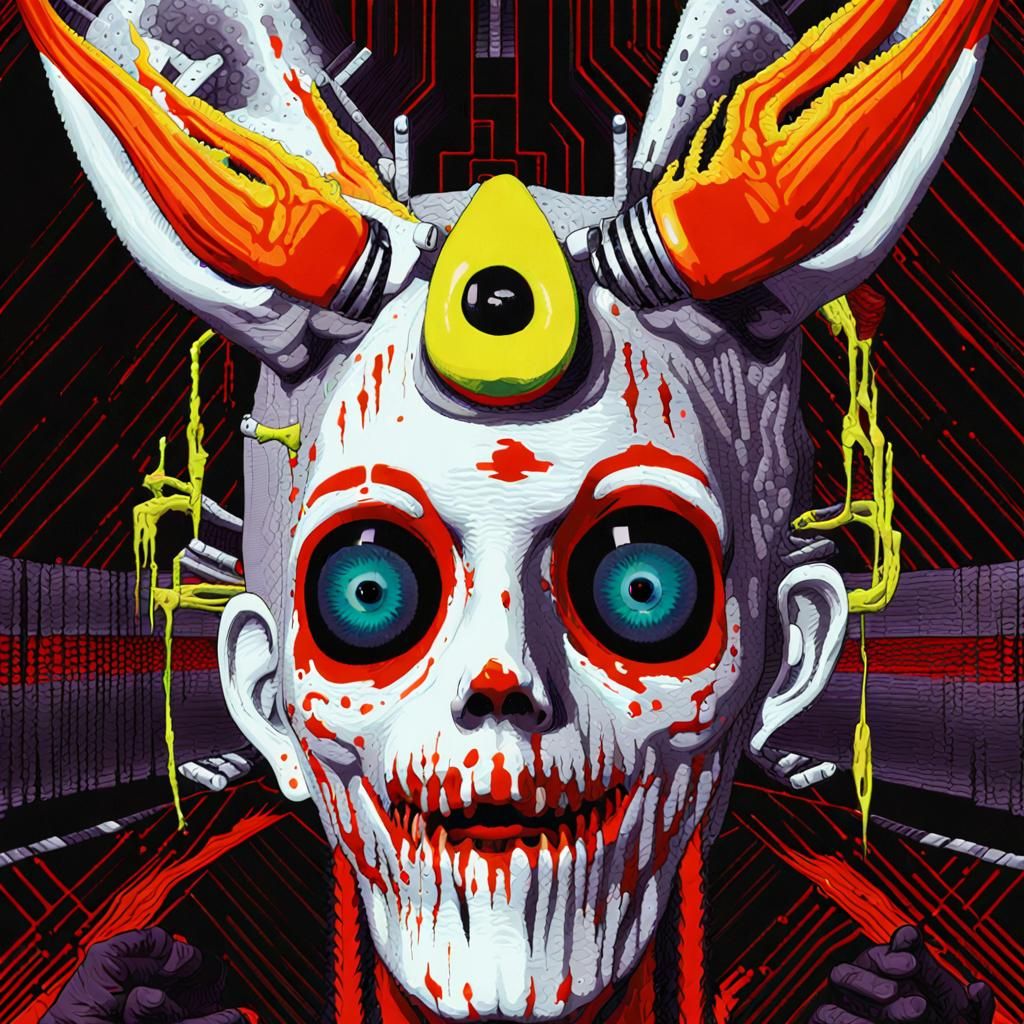 Disturbing Analog Horror VHS Glitch in Biopunk Style