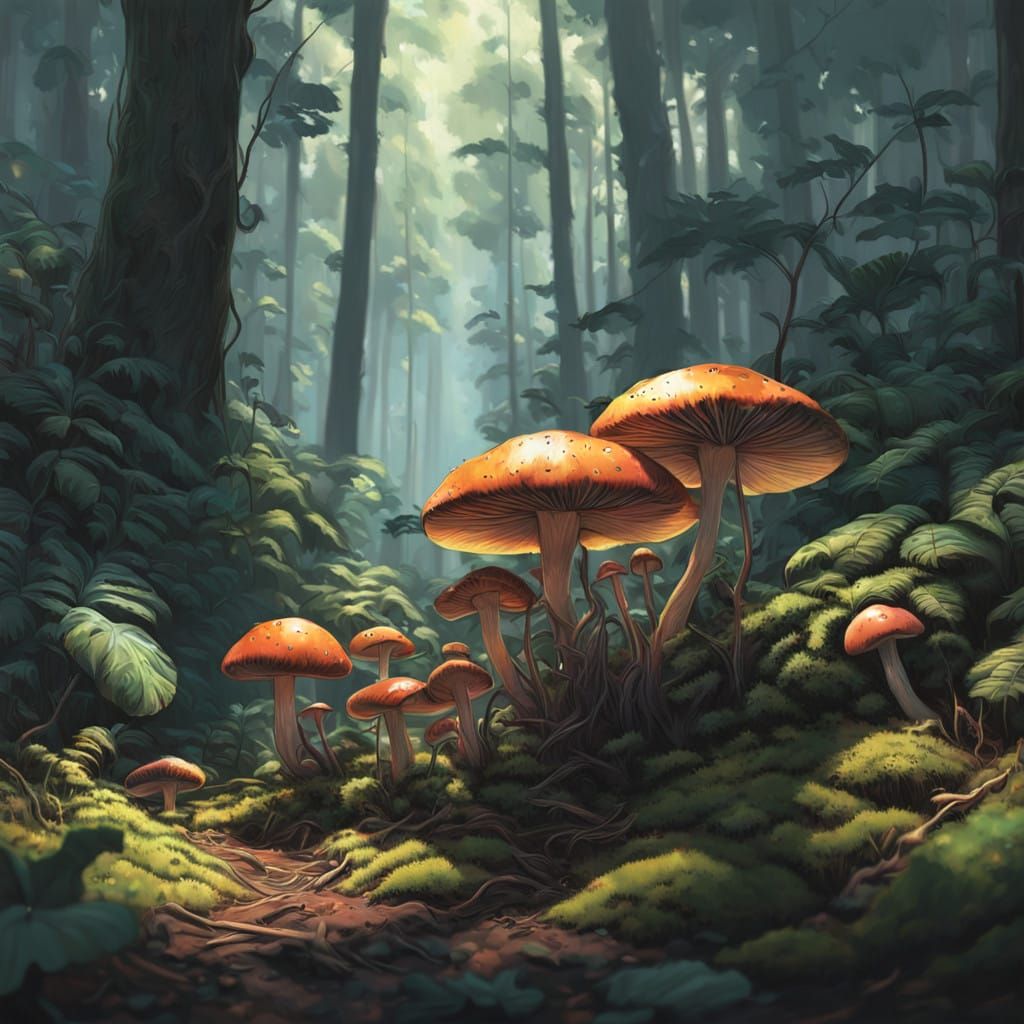 Rainforest Mushrooms in Dazzling 3D