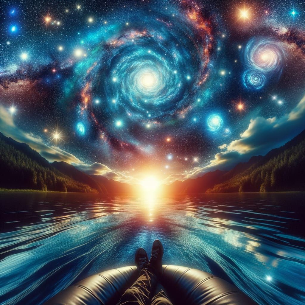 Expansive Night Sky Over River