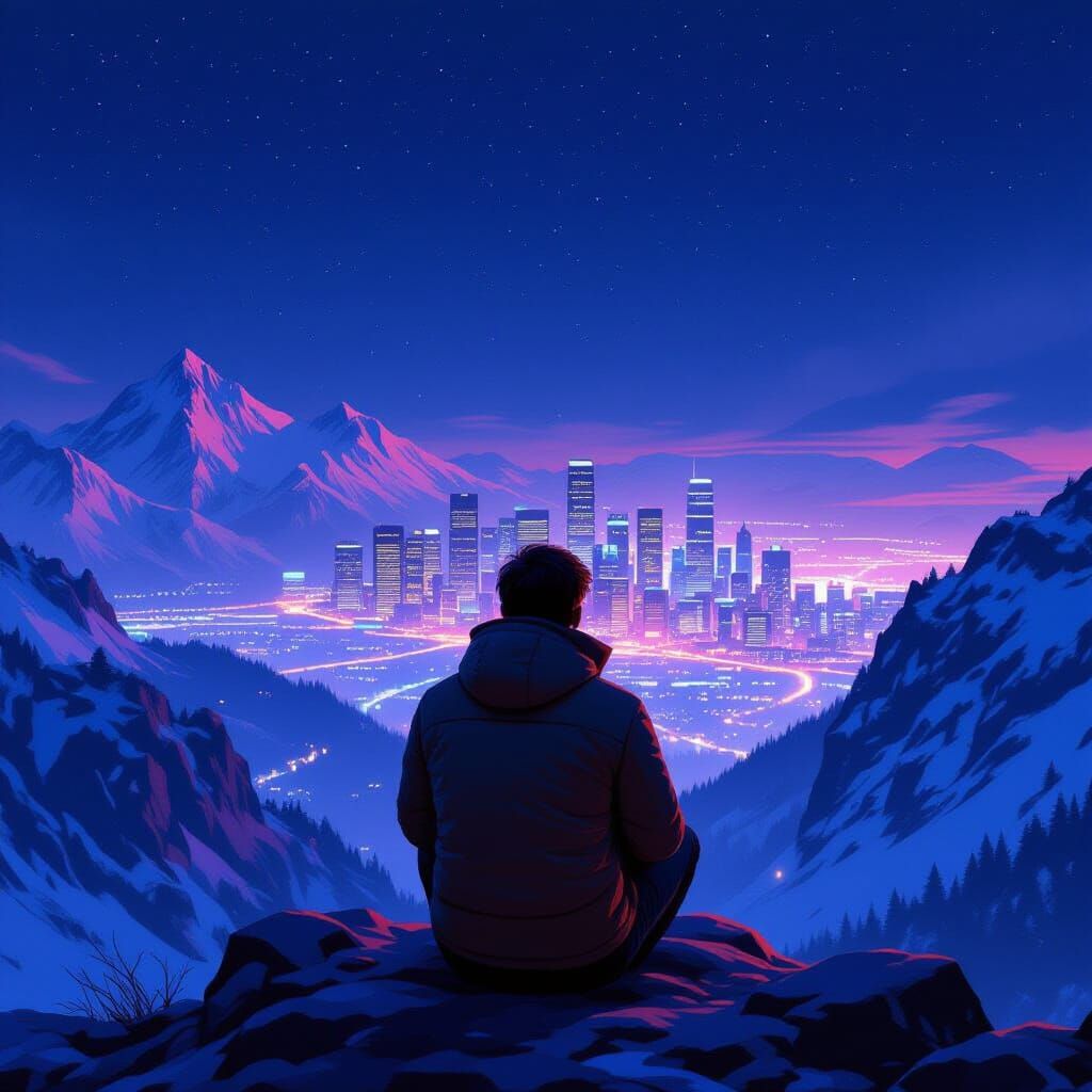 Night City View: A Digital Landscape Painting