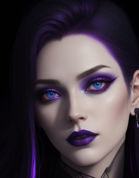 Beautiful gothic young lady with Purpleish red hair and dark...