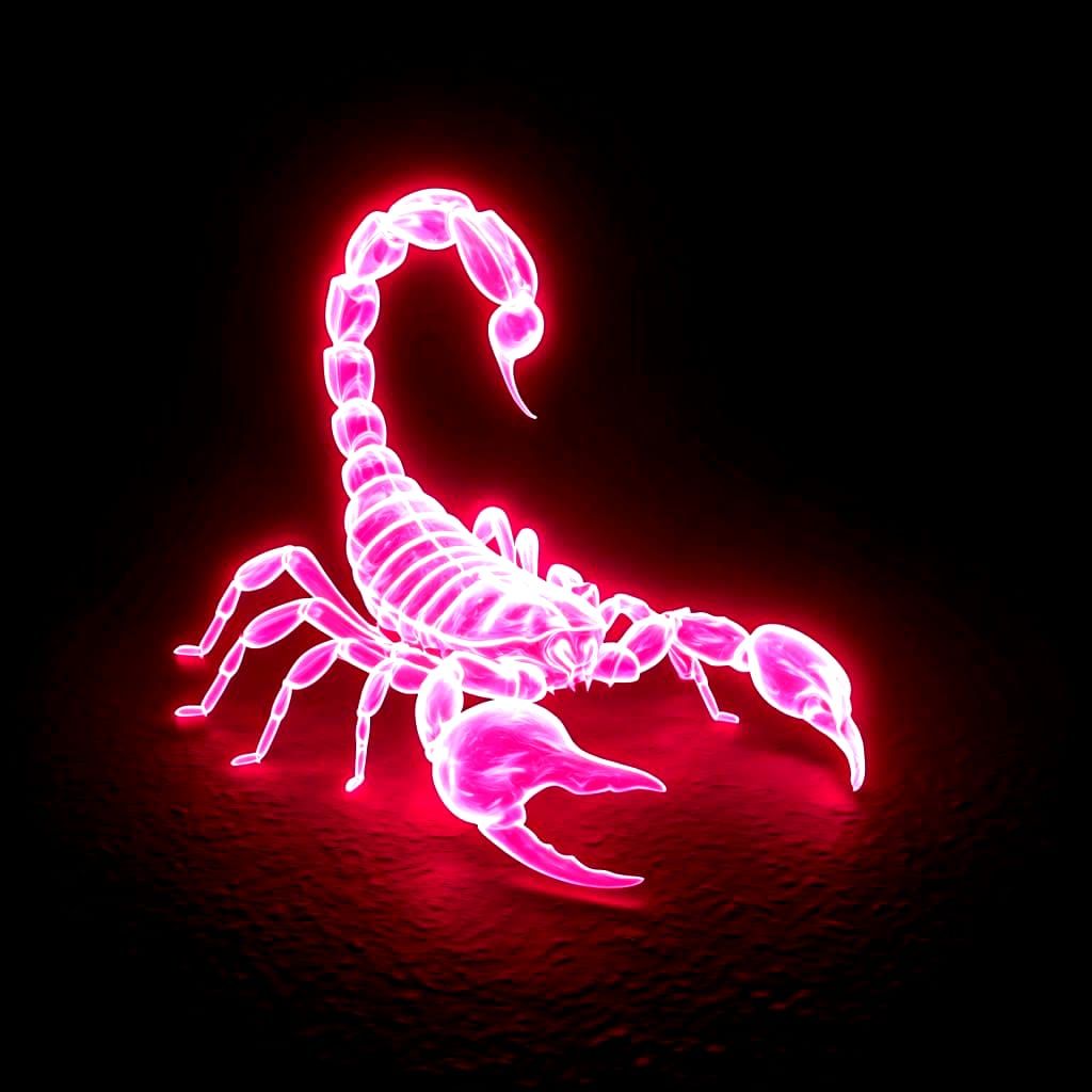 Glowing Pink Light Scorpion in Cinematic Style