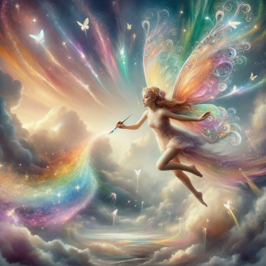 Rainbow Fairy in Hyper-Realistic Splendor