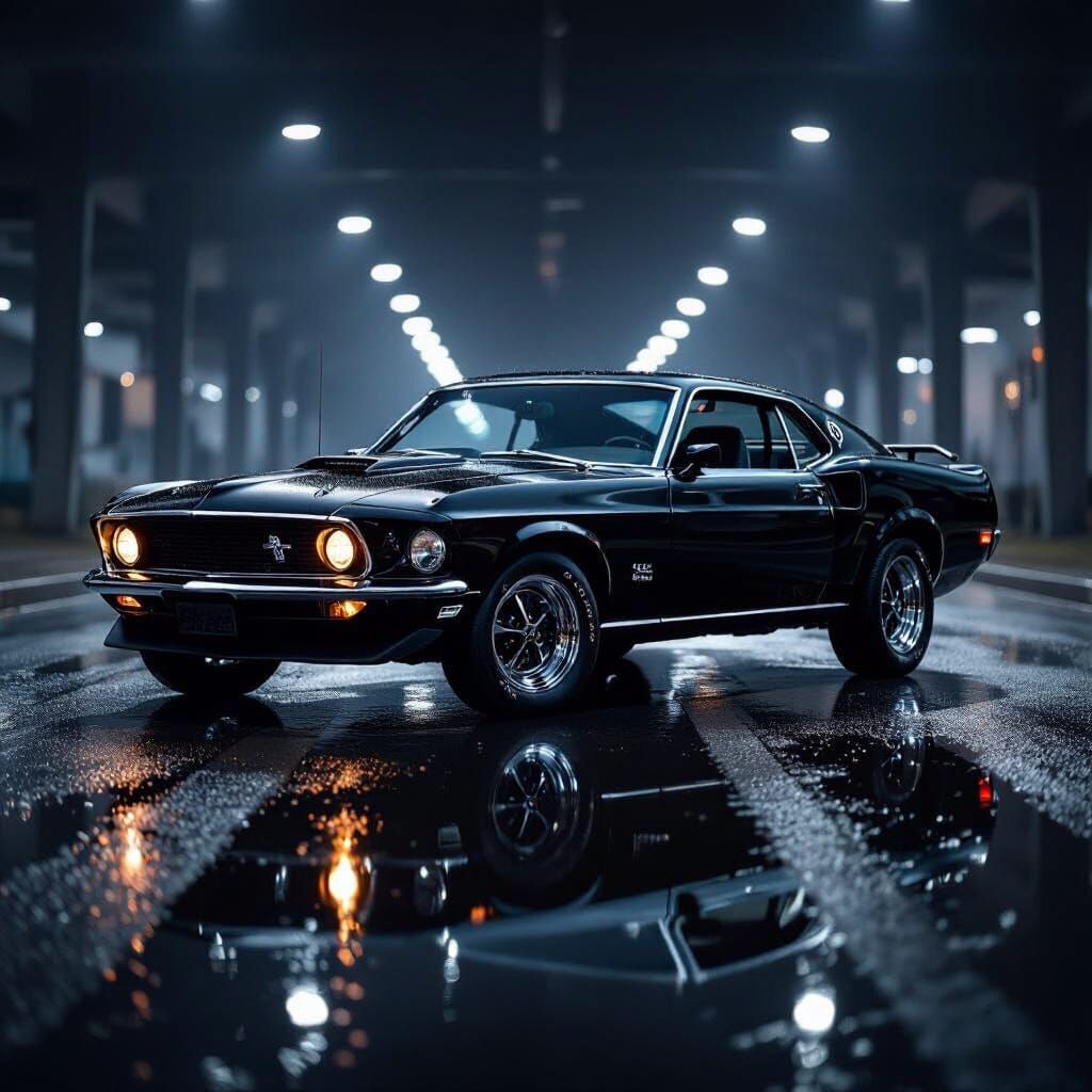 1969 Ford Mustang Mach 1 in Dramatic Studio Lighting