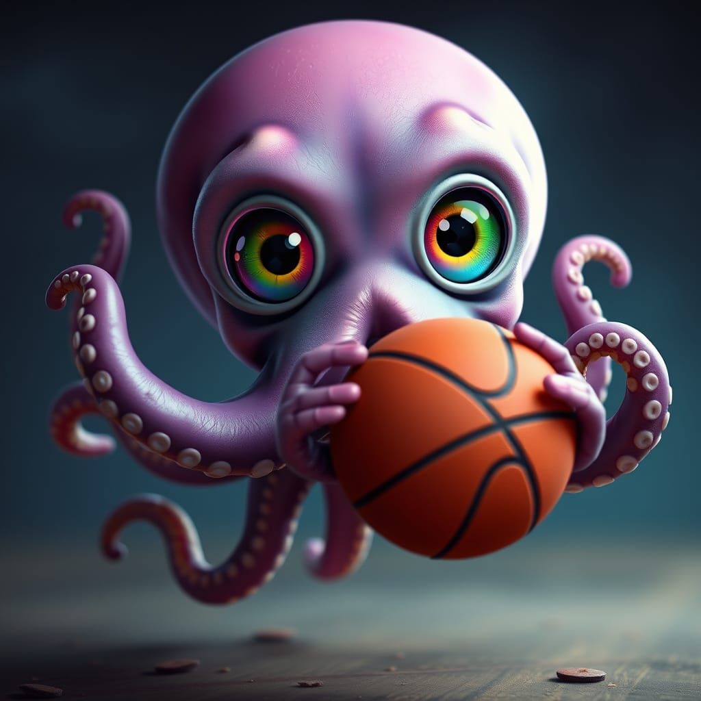 Octopus Plays Basketball: Fantasy Concept Art