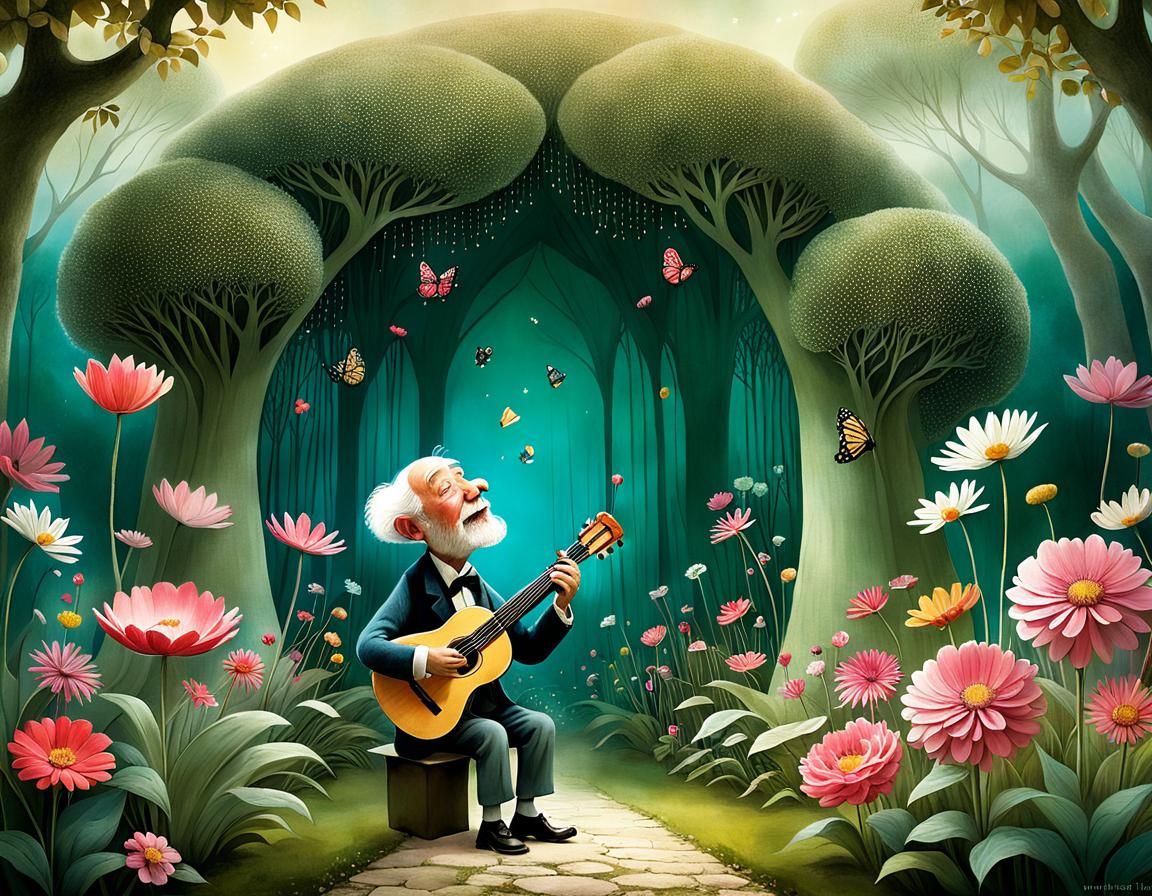 Magical Opera Singer in Giant Flower Garden