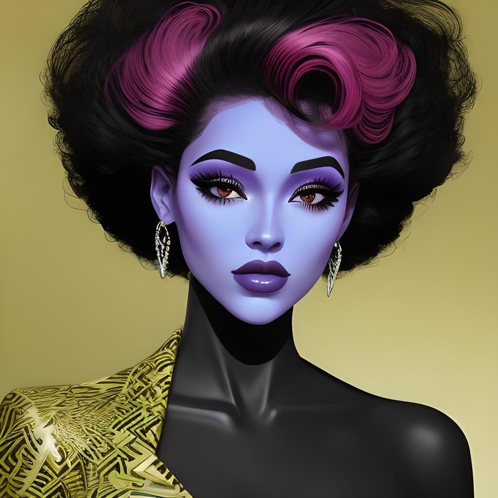 Glamorous Woman in Patrick Nagel Style Digital Art