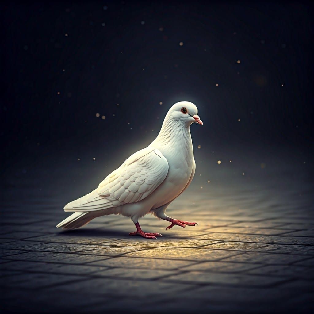Gentle Dove Radiates Light in Whimsical, Dreamlike Scene