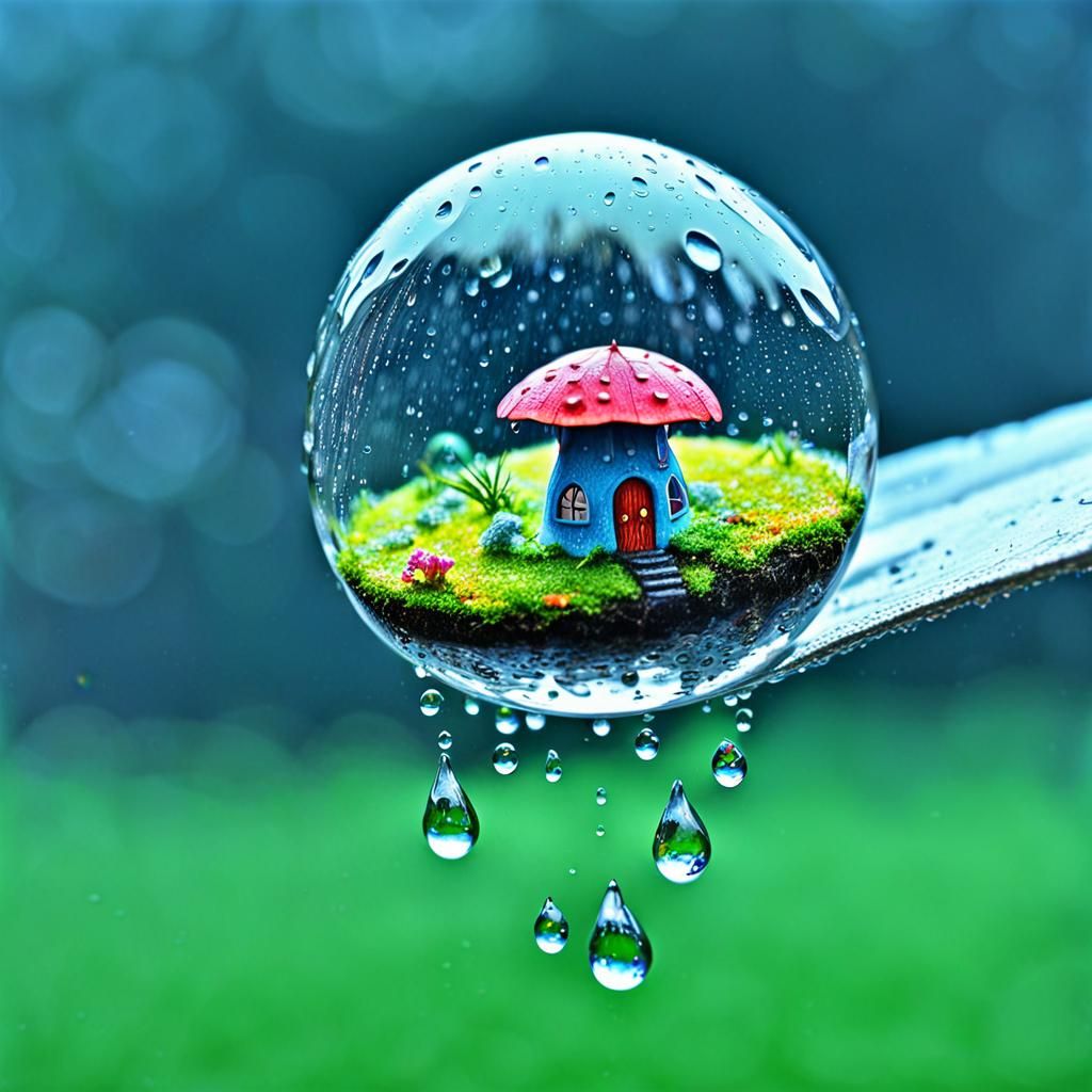 Fairy World Inside a Raindrop: Hyperrealistic Graffiti Art