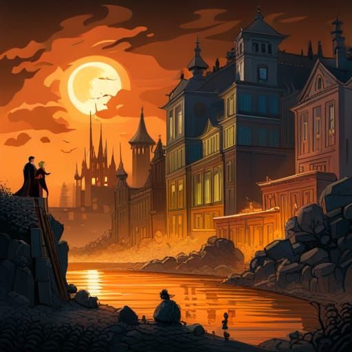 Dracula's Cyberpunk Revenge in Vivid Digital Art