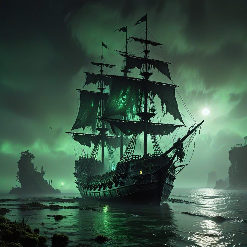 Ghostly Galleon Emerges from Ethereal Mists