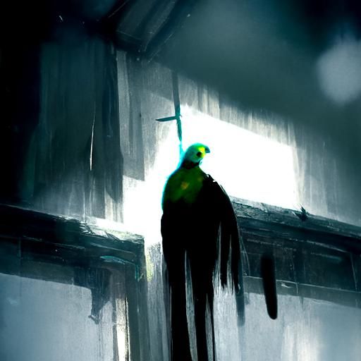 Sinister Parakeet in Dark Fantasy Style