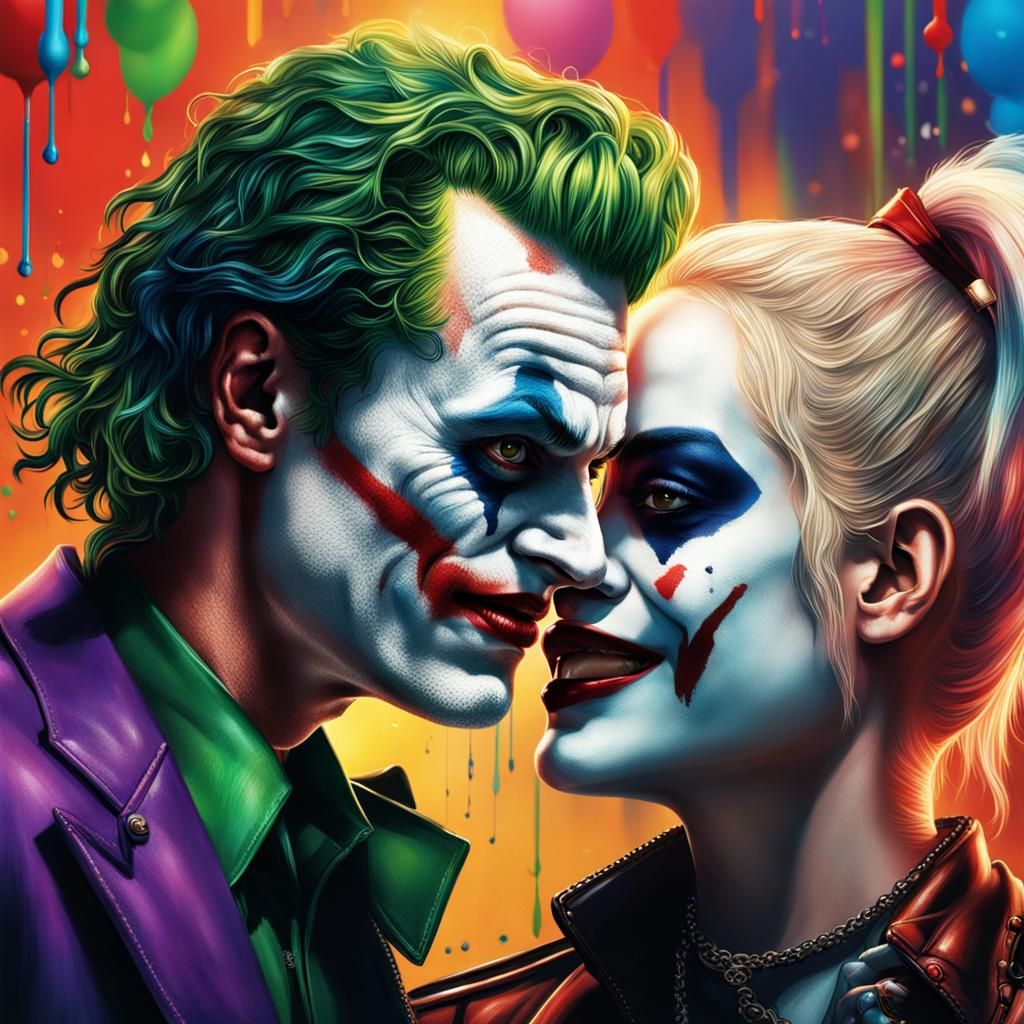 Joker and Harley Quinn: Hyperrealistic Splash Art
