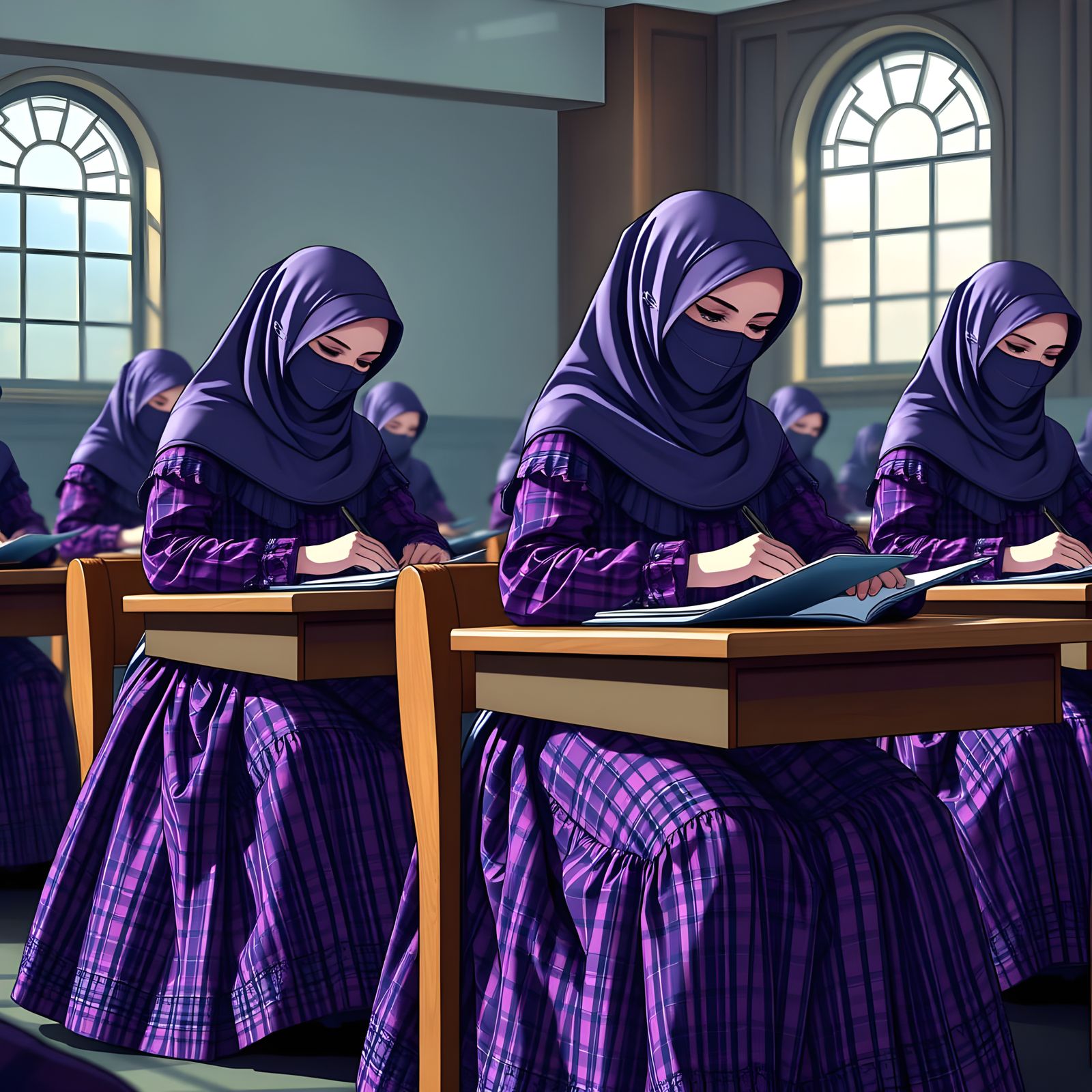 Victorian Rubber Scholars in Cel-Shaded Study