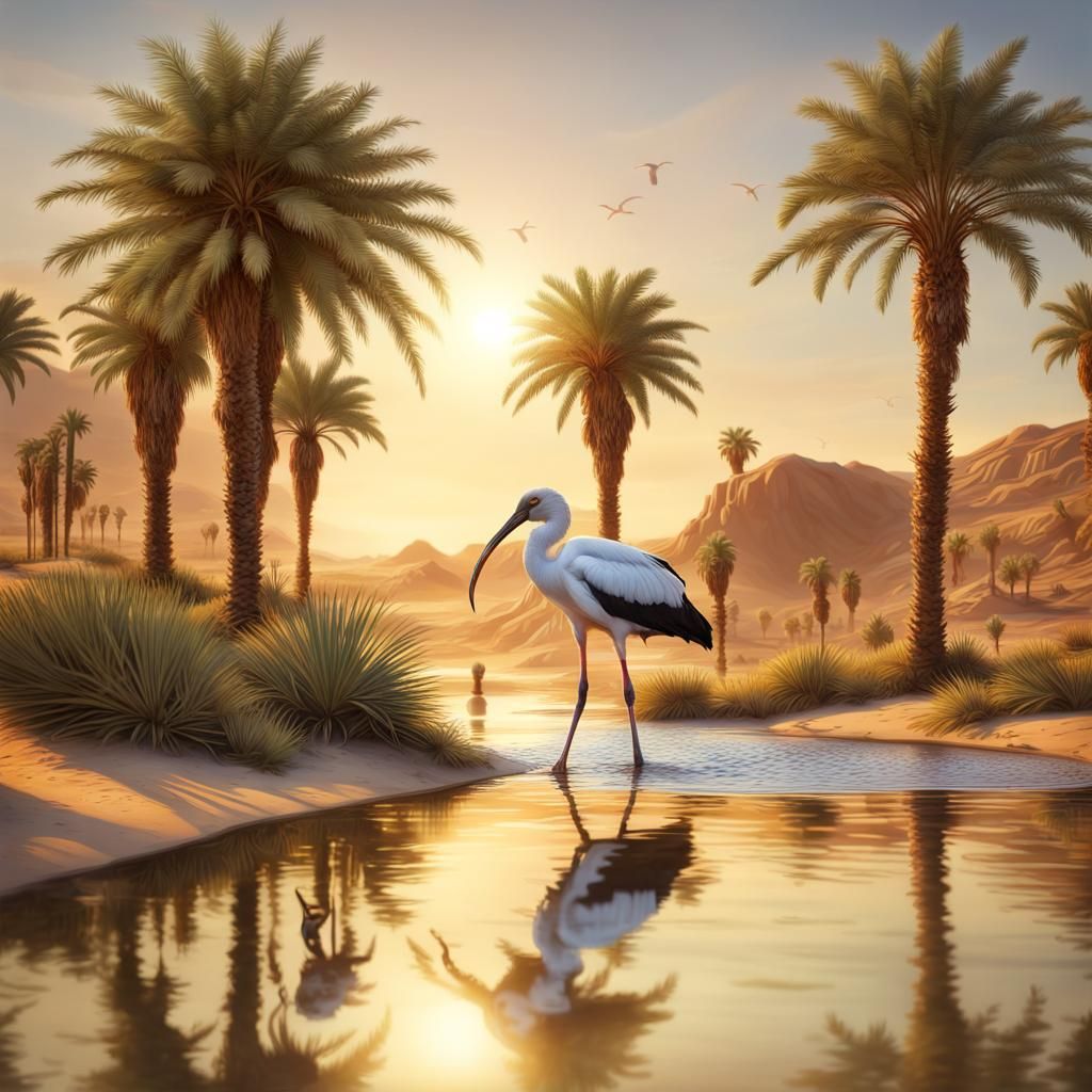 Desert Oasis Island at Golden Hour