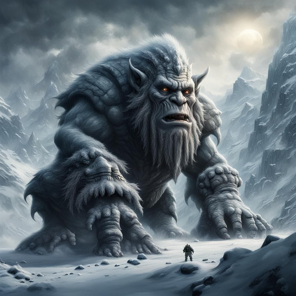 Epic Snow Troll Digital Matte Painting