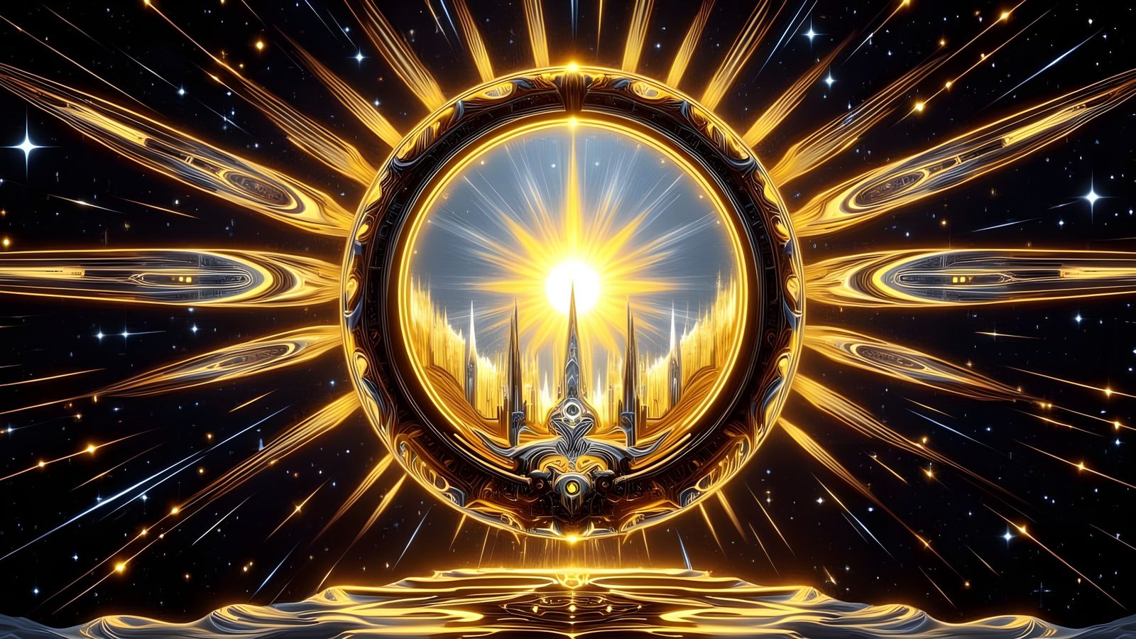 Magical Clock Shrine with Fantasy Inscriptions