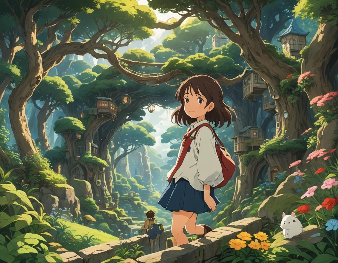 Ghibli-Style Girl in a Whimsical World