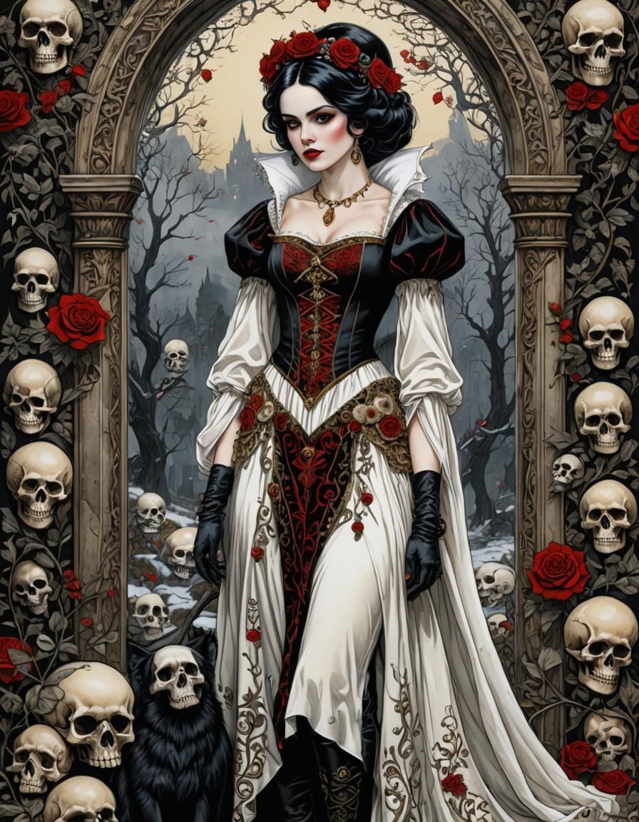 Emo Gothic Snow White Portrait in HDR