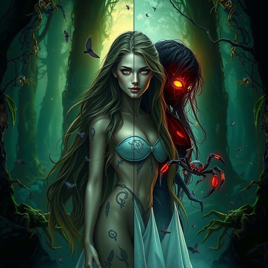 Nature Demigoddess Transformation in Ancient Forest