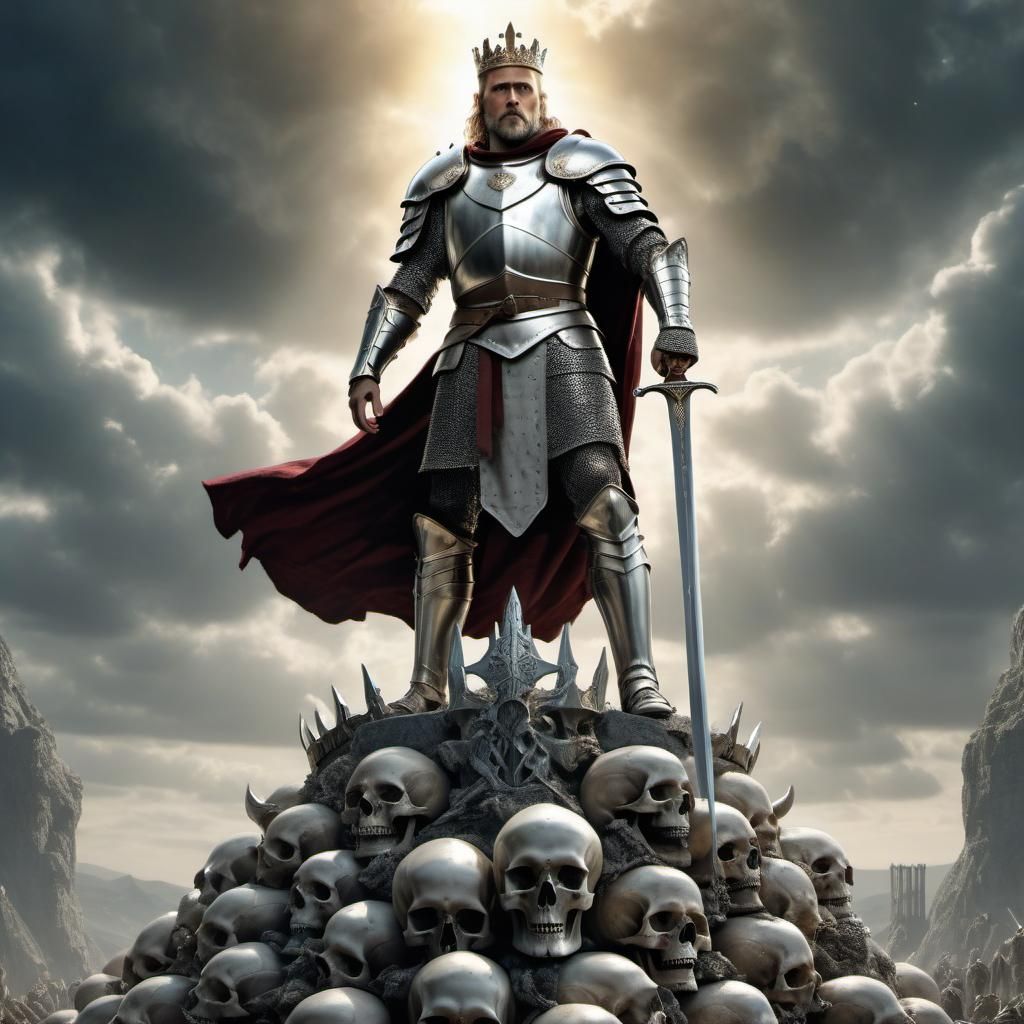 King Arthur with Excalibur, Dark Fantasy Art