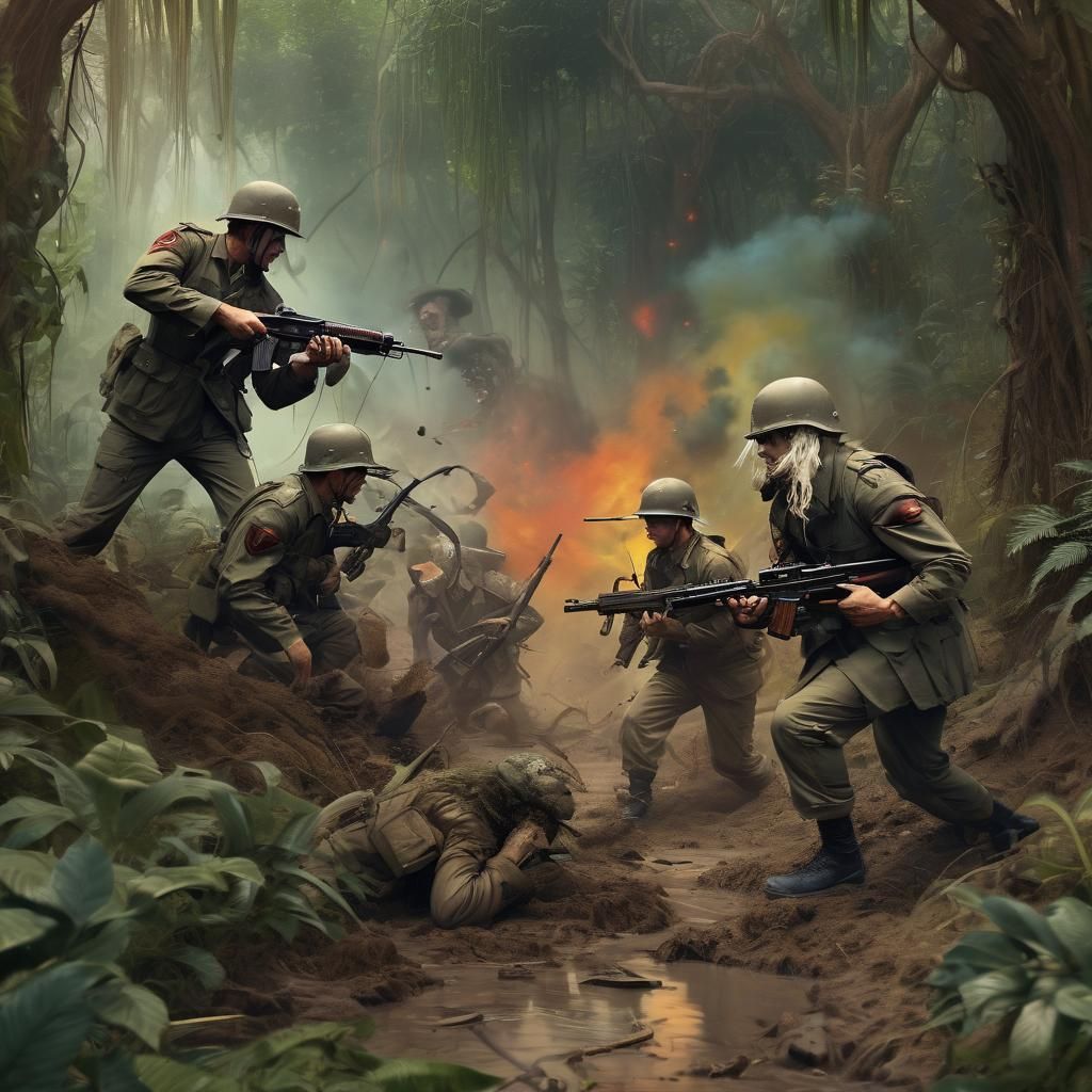 Jungle Warfare Scene in Expressive Digital Art
