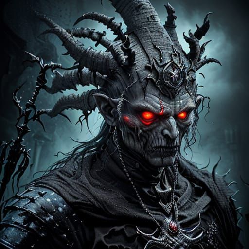 Surreal, Hyperrealistic Portrait of a Sinister Figure in Dar...