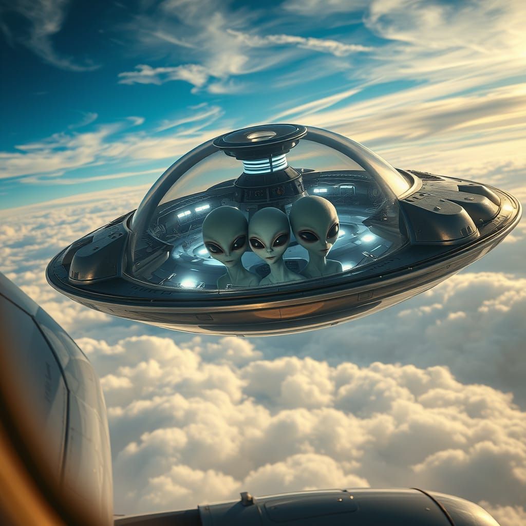 Aliens in UFO Glass Dome Make Eye Contact with Passengers