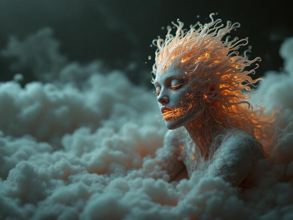 In Heat Vaporization a Man Sighs and a Woman Clad in Sublime...