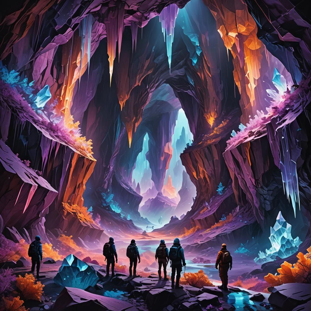 Crystal Cave Explorers: A Digital Matte Painting