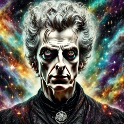 Dark Mage in Ancient Oriental Attire, Watercolor Portrait