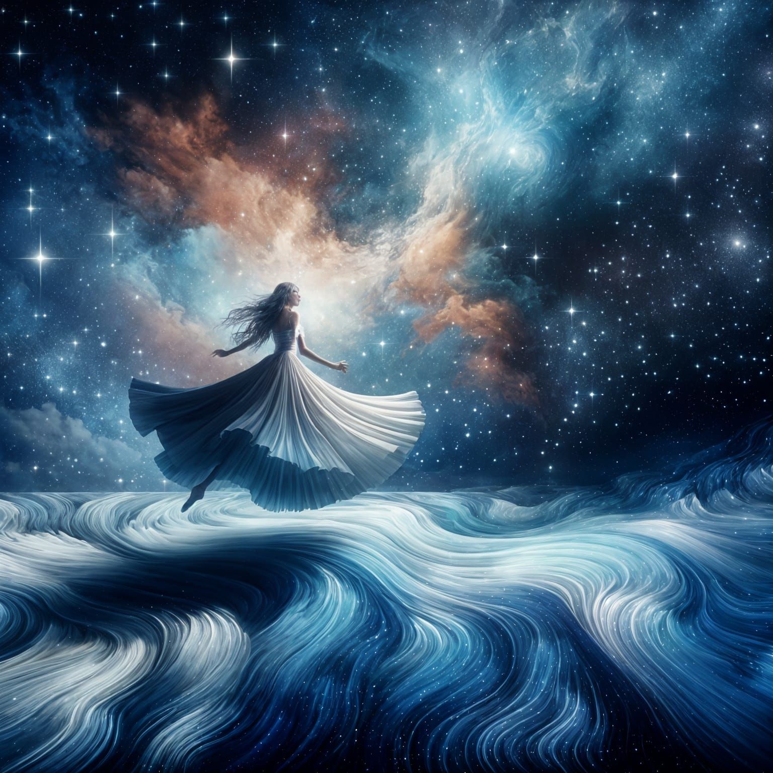 Woman in Space: Impressionistic 3D Art