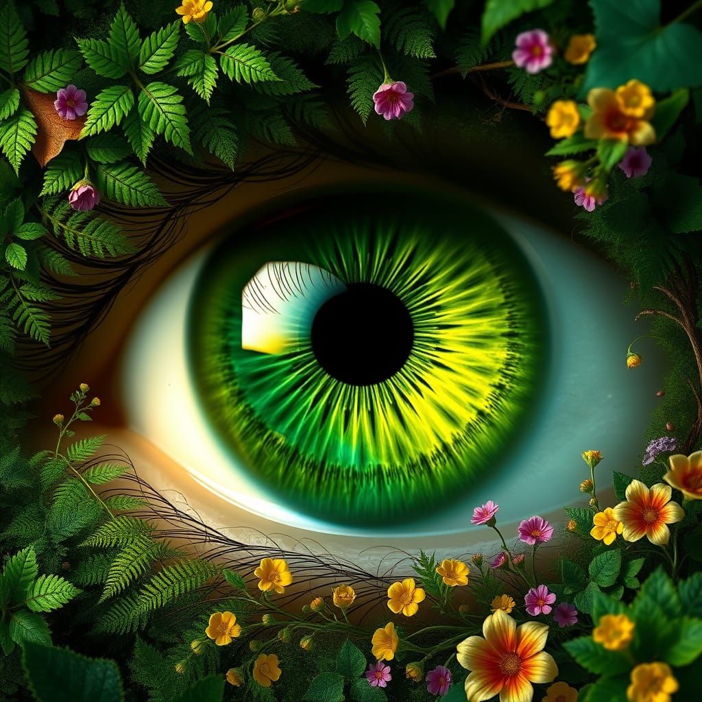 Enchanted Emerald Iris in Lush Nature