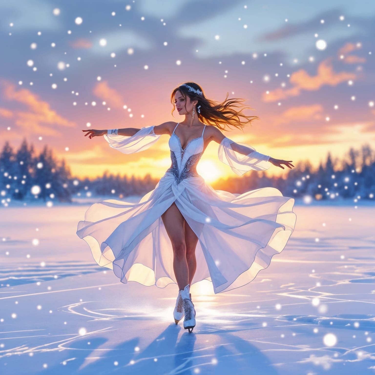 Radiant Ice Dancer Performing Gracefully