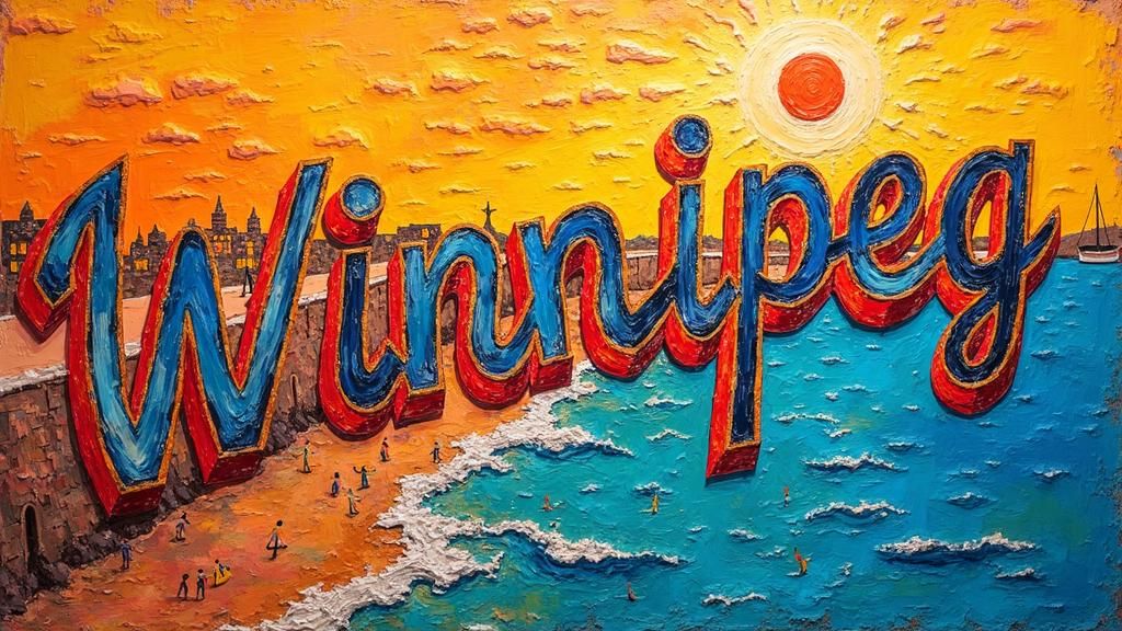 Winnipeg and Tobago Postcard in Neo-Impressionist Style