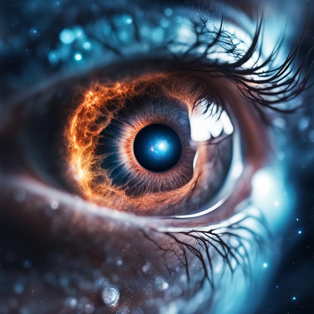 Detailed Eye with Ice Nebula Galaxies and Stars