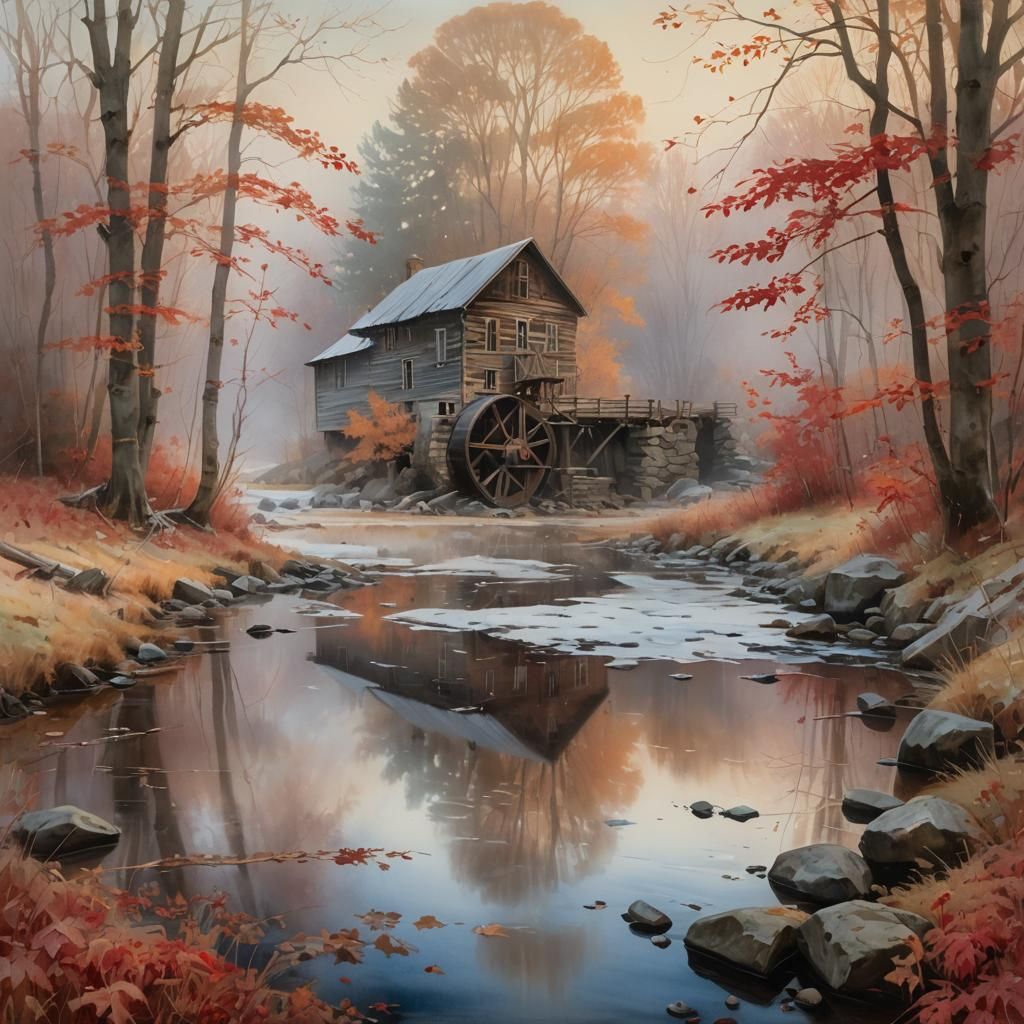 Red maple/ mill reflection