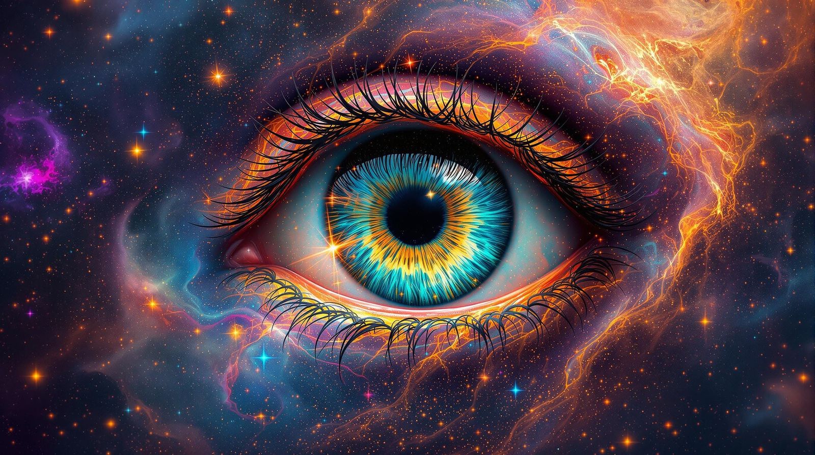 Cosmic Eye with Galaxies in Surreal Style