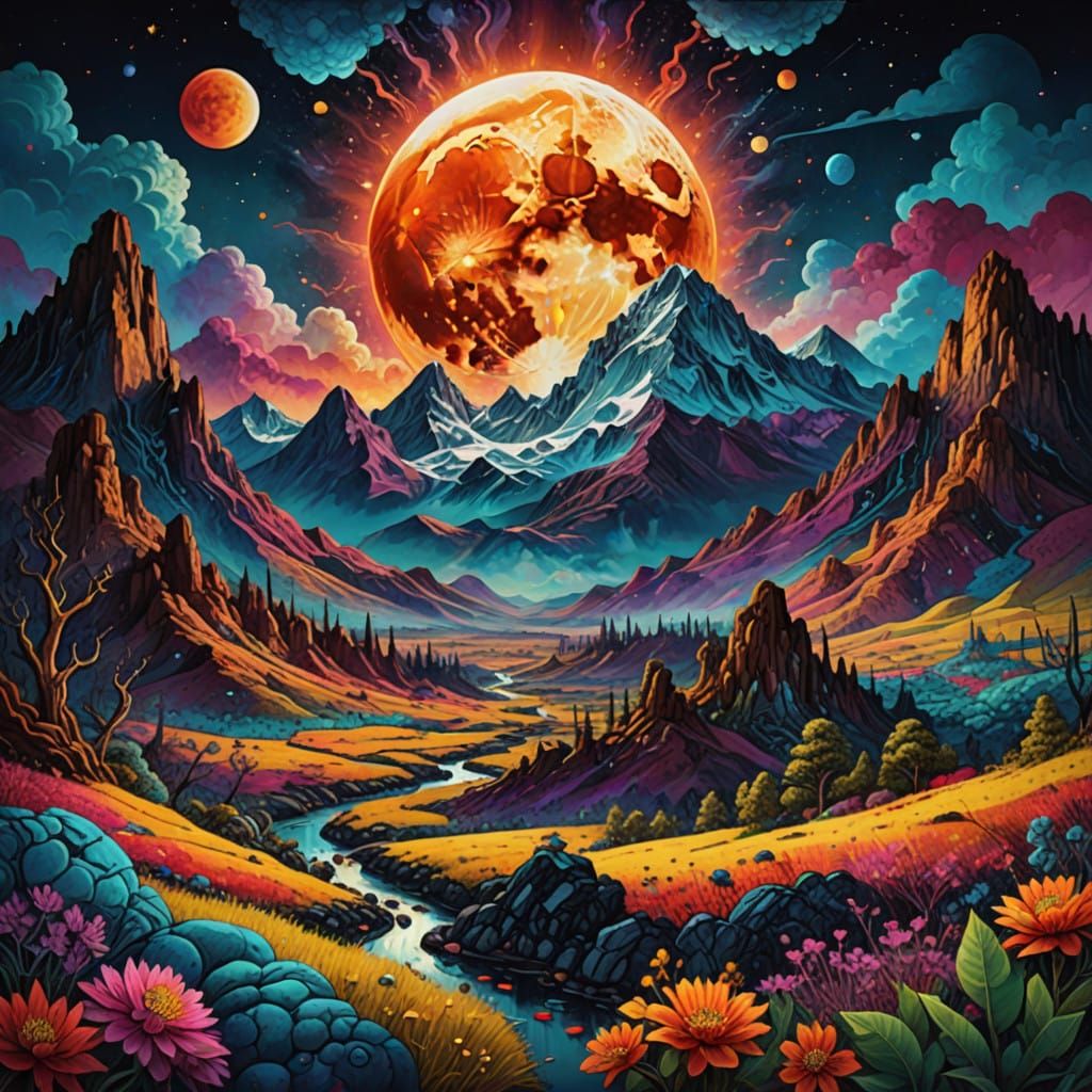 Epic Photorealistic Close-Up of a Glowing Moon Dominating a...