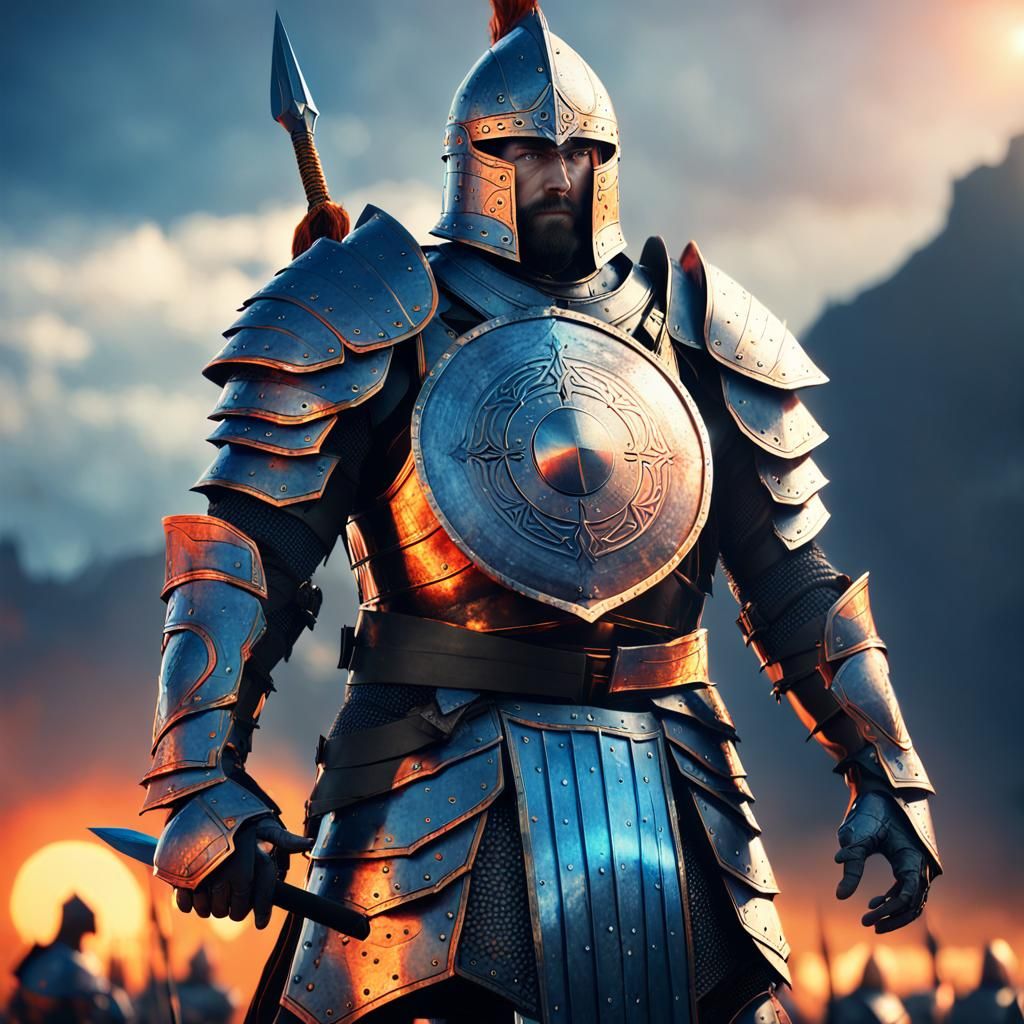 Epic Fantasy Warrior in Sunlight: Matte Painting