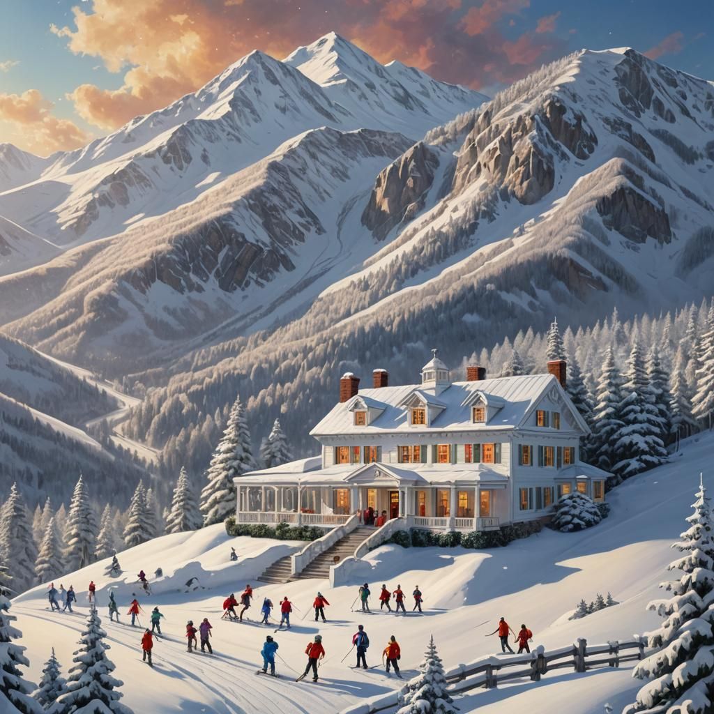 Christmas on a Snowy Mountain Home