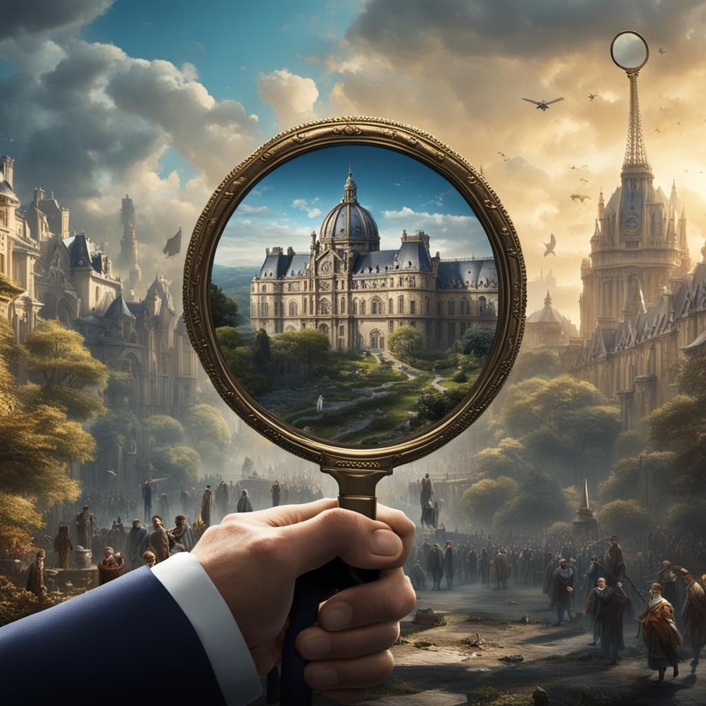 Magnifying Glass Over Emmanuel Macron Photo