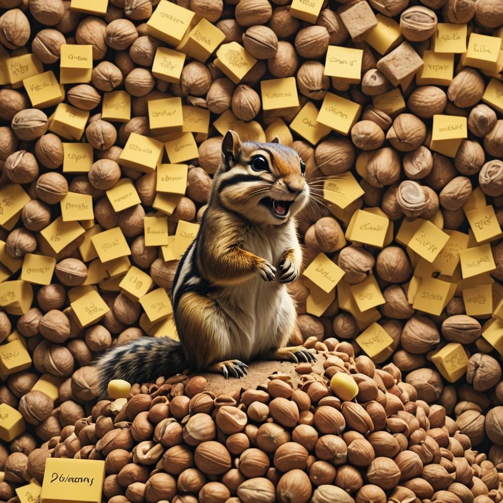 Chipmunk on Nut Pyramid: Digital Matte Painting