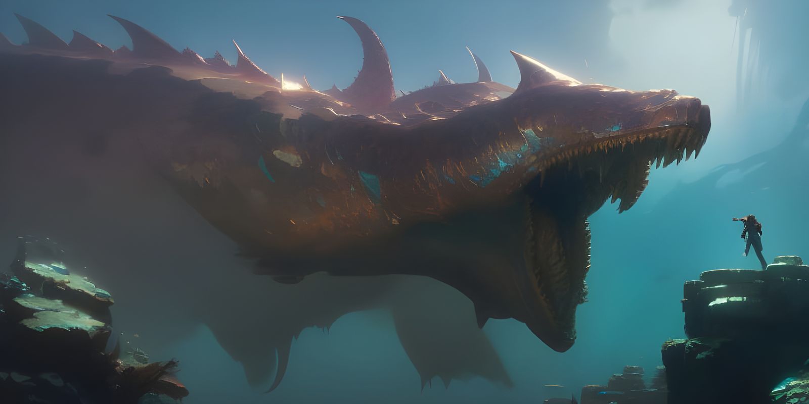 Underwater Monster Concept Art in Gothic Style