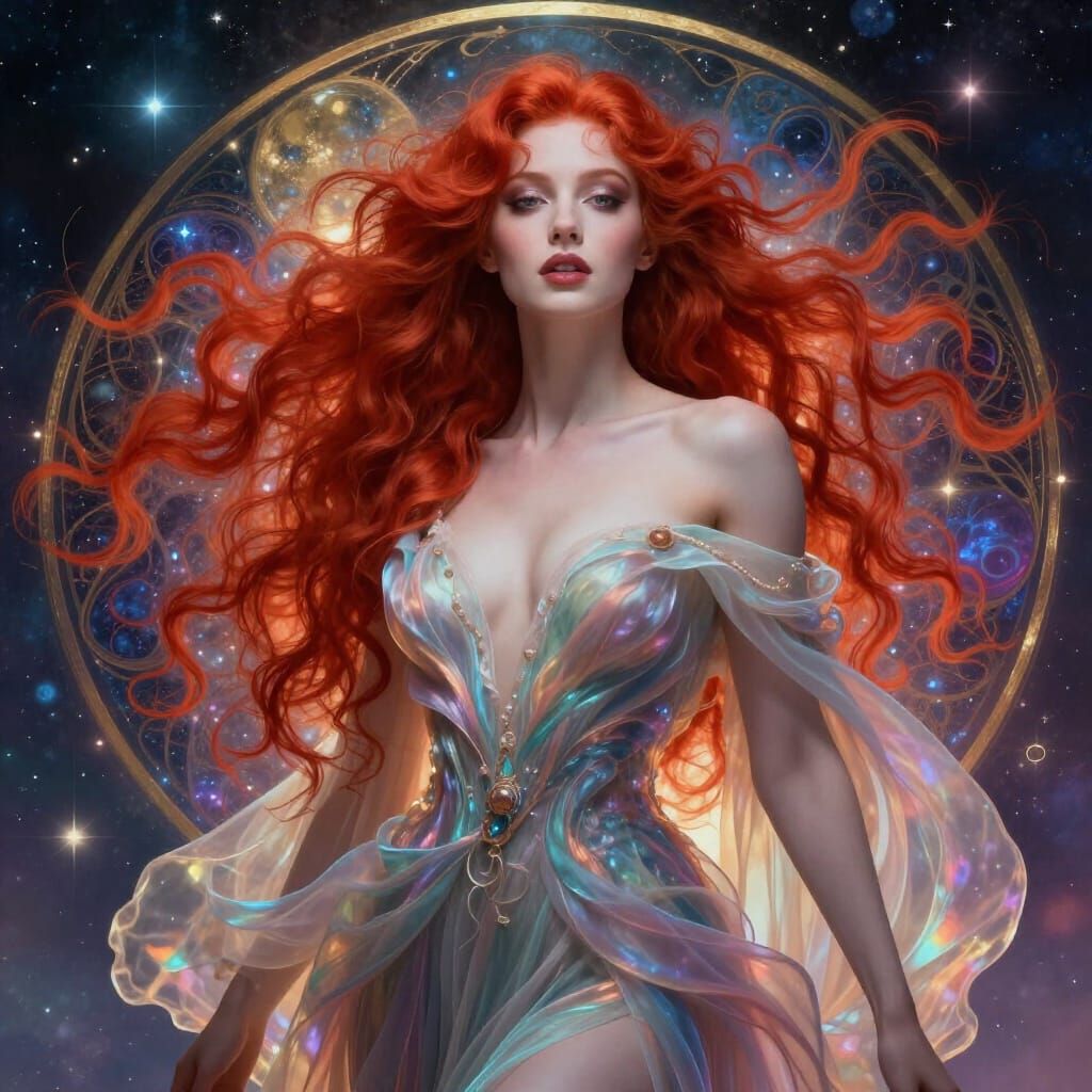 Ethereal Temptress in Celestial Splash Art Style