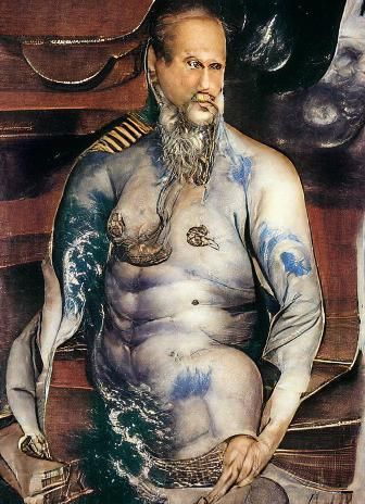 Neptune Ink Wash Painting in Sumi-e Style