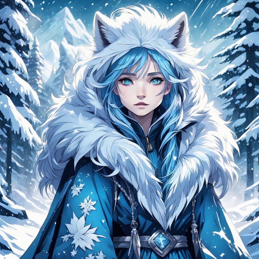 Demi-Human Wolf Goddess of the Frozen Tundra